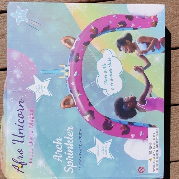 AFRO Unicorn Rainbow Sprinkler – Backyard Toy – Outdoor Activity – Girls – Multi - Picture 1 of 7